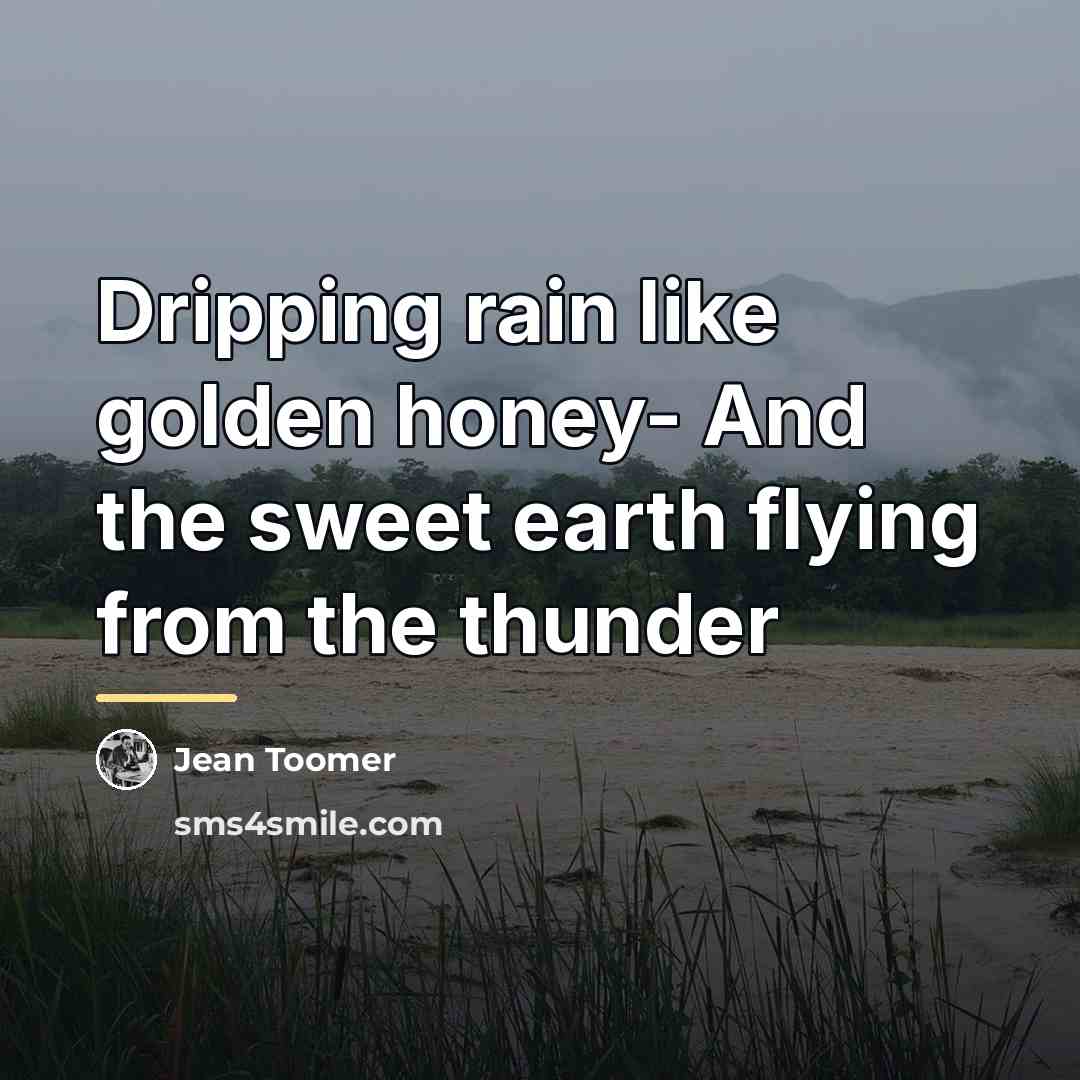 “Dripping rain like golden honey- And the sweet earth flying…” quote by Jean Toomer