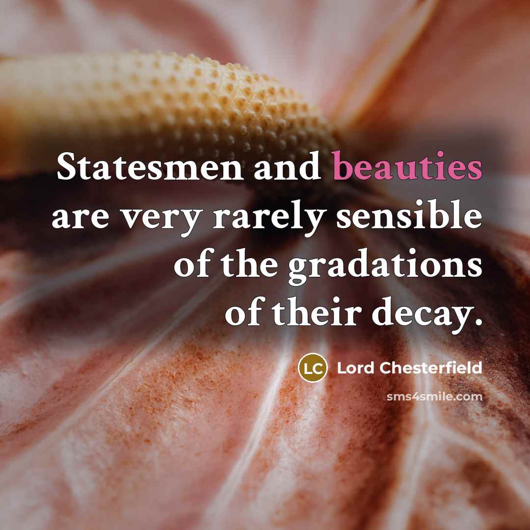 “Statesmen and beauties are very rarely sensible of the gradations…” quote by Lord Chesterfield