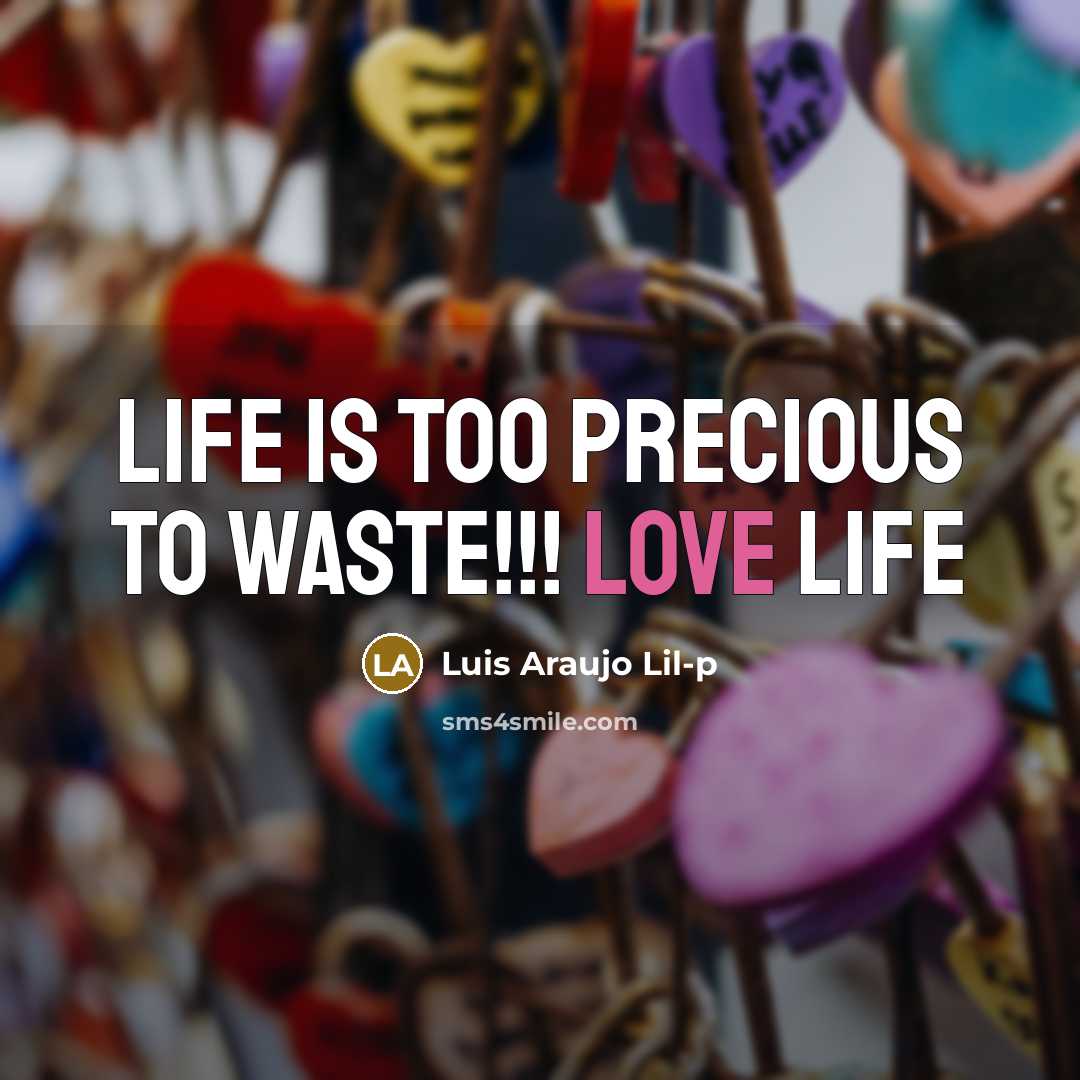 “Life is too precious to waste!!! love life…” quote by Luis Araujo Lil-p