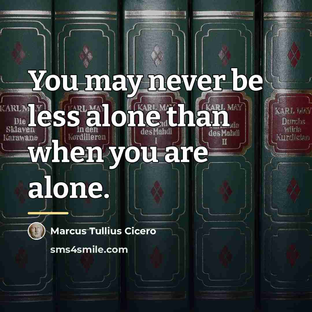“You may never be less alone than when you are…” quote by Marcus Tullius Cicero