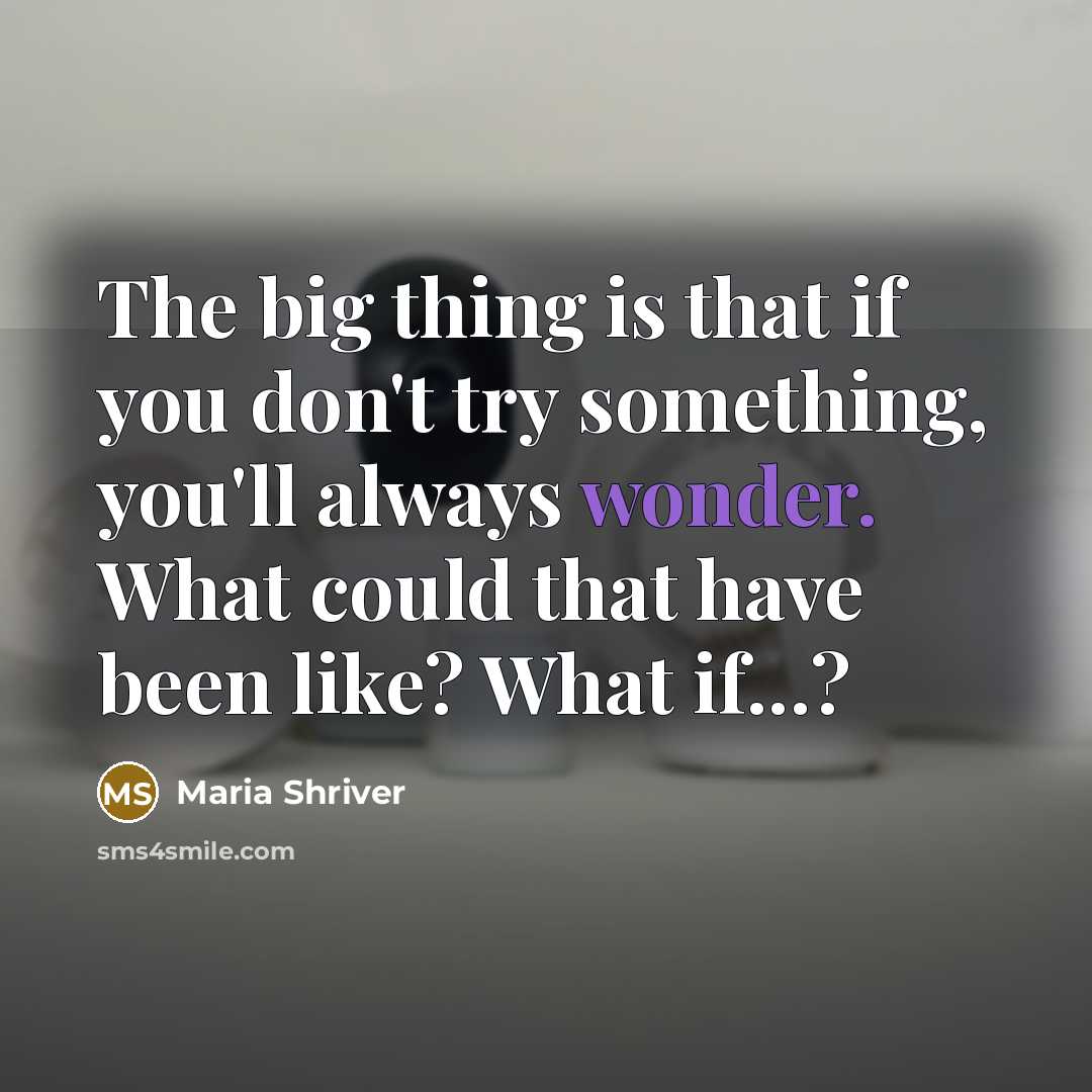 “The big thing is that if you don't try something,…” quote by Maria Shriver