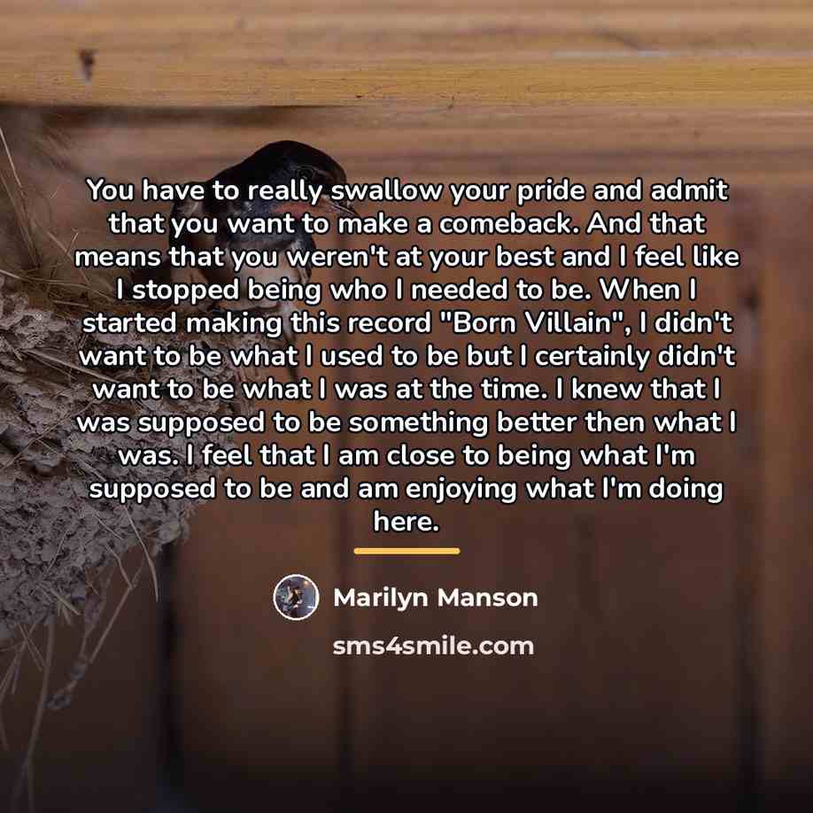 “You have to really swallow your pride and admit that…” quote by Marilyn Manson