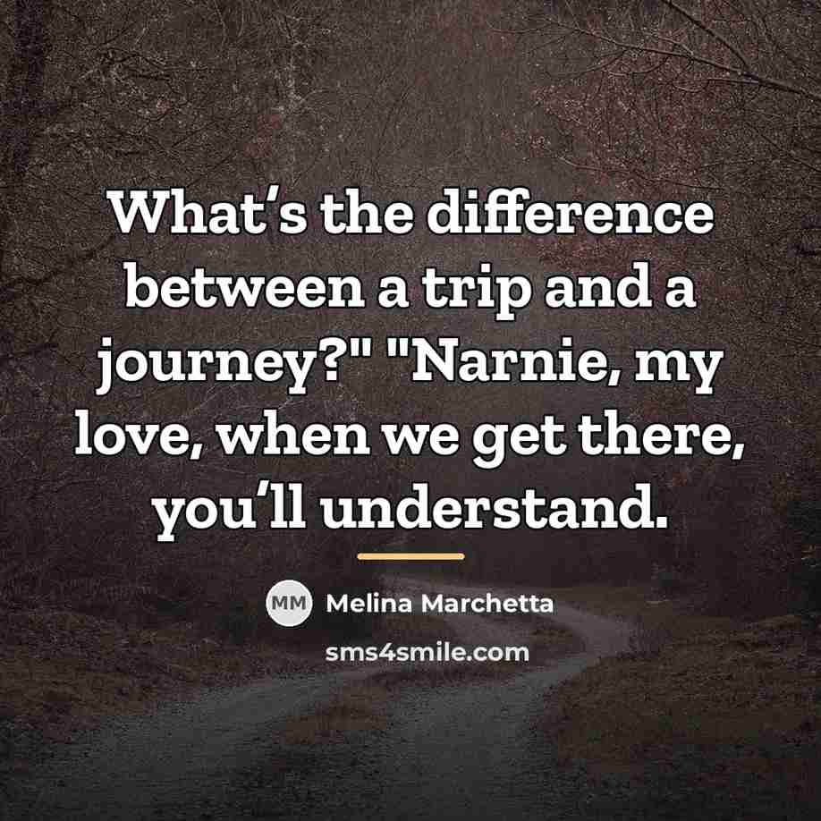 “What’s the difference between a trip and a journey?" "Narnie,…” quote by Melina Marchetta