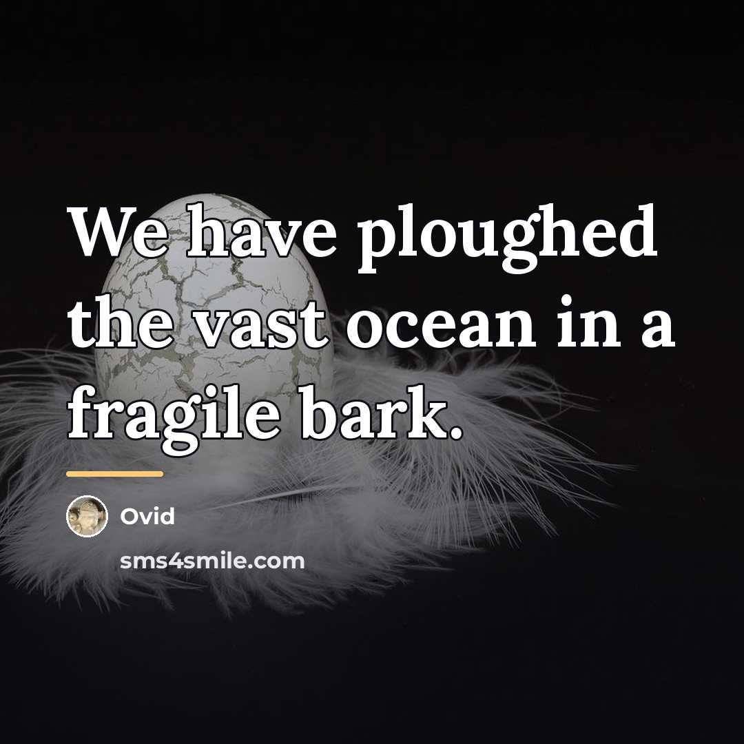 “We have ploughed the vast ocean in a fragile bark.…” quote by Ovid