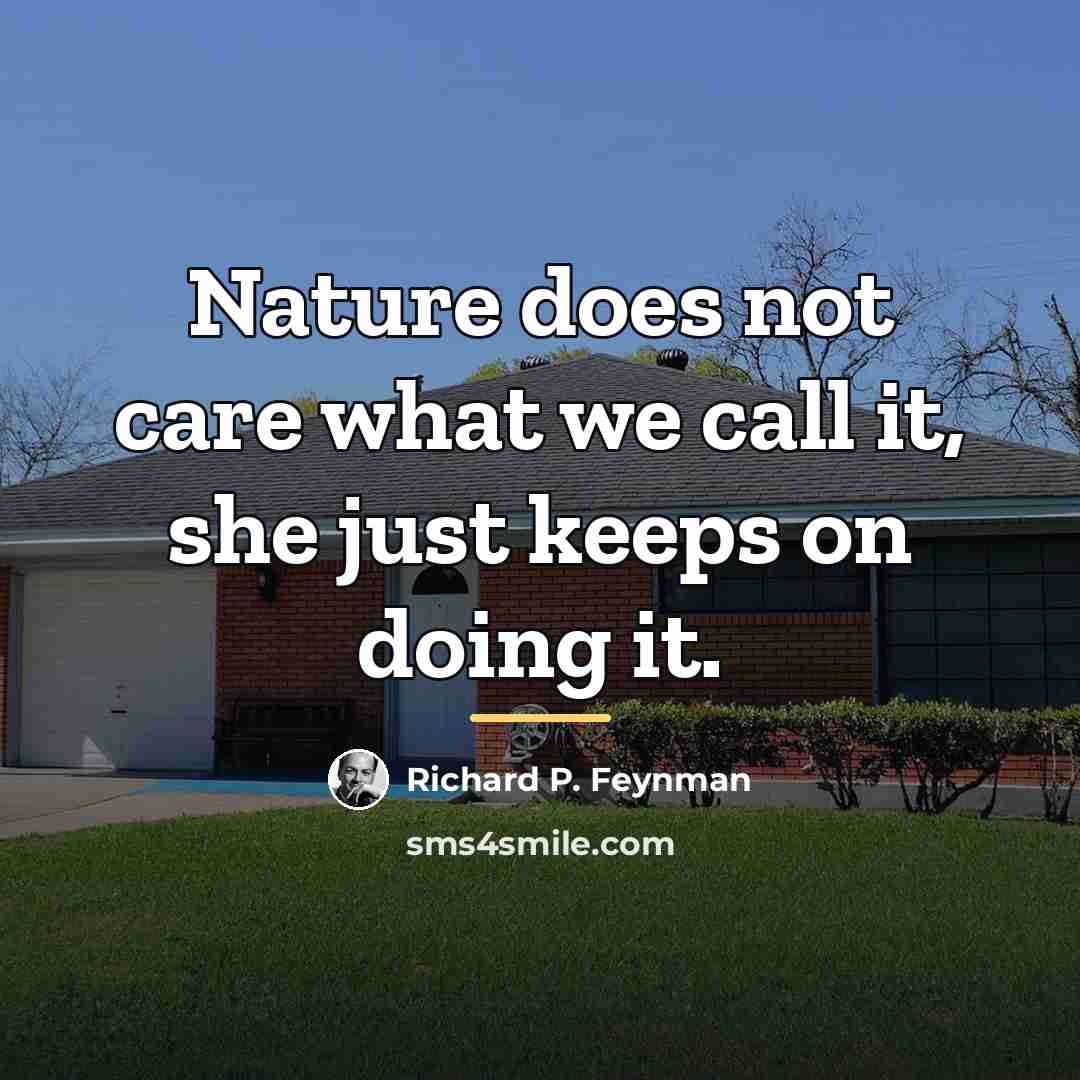 “Nature does not care what we call it, she just…” quote by Richard P. Feynman
