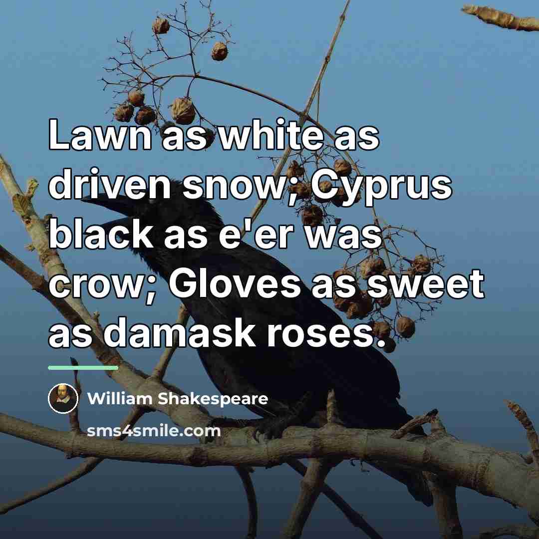 “Lawn as white as driven snow; Cyprus black as e'er…” quote by William Shakespeare