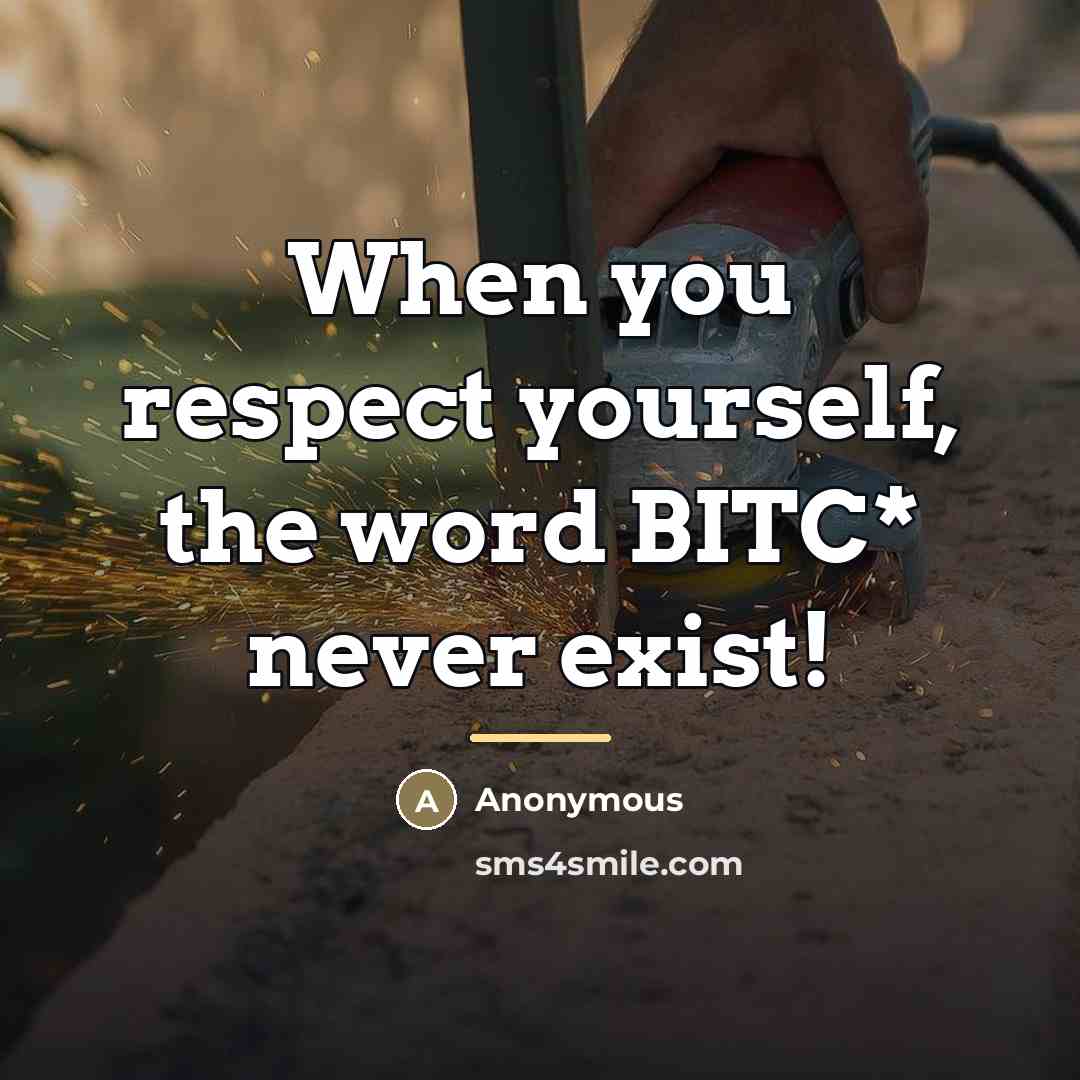 “When you respect yourself, the word BITC* never exist!…” quote by Anonymous