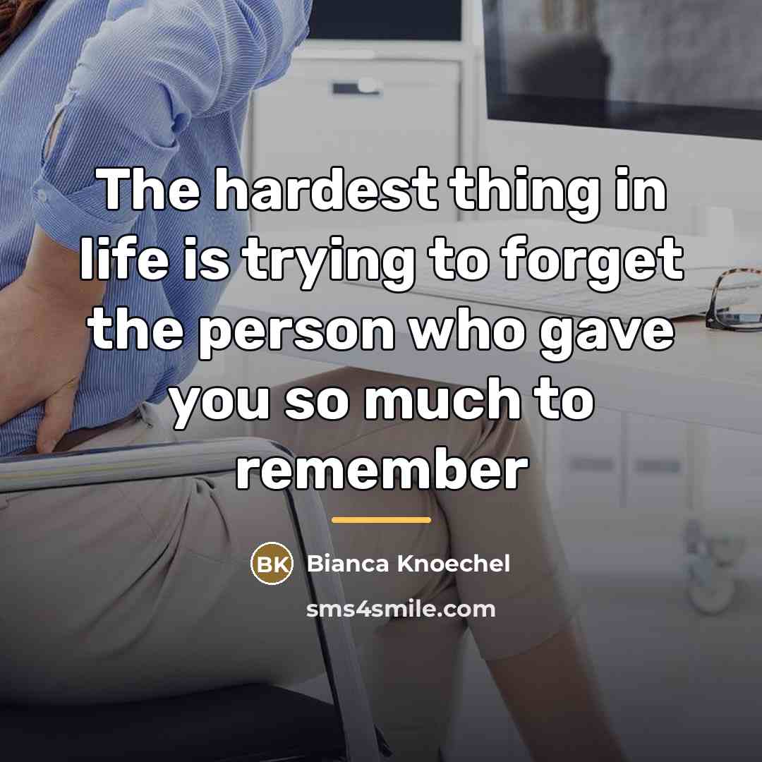 “The hardest thing in life is trying to forget the…” quote by Bianca Knoechel
