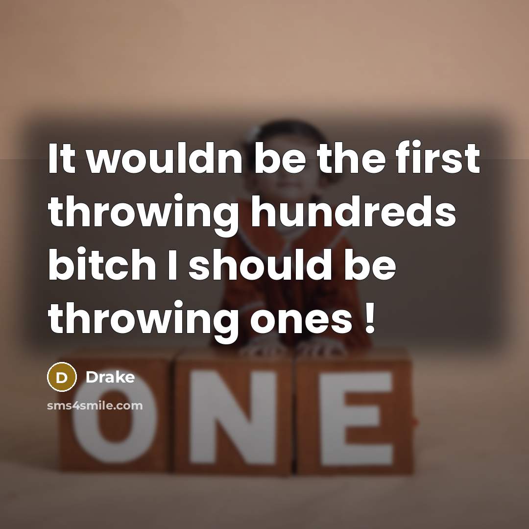 “It wouldn be the first throwing hundreds bitch I should be throwing ones !” quote by Drake