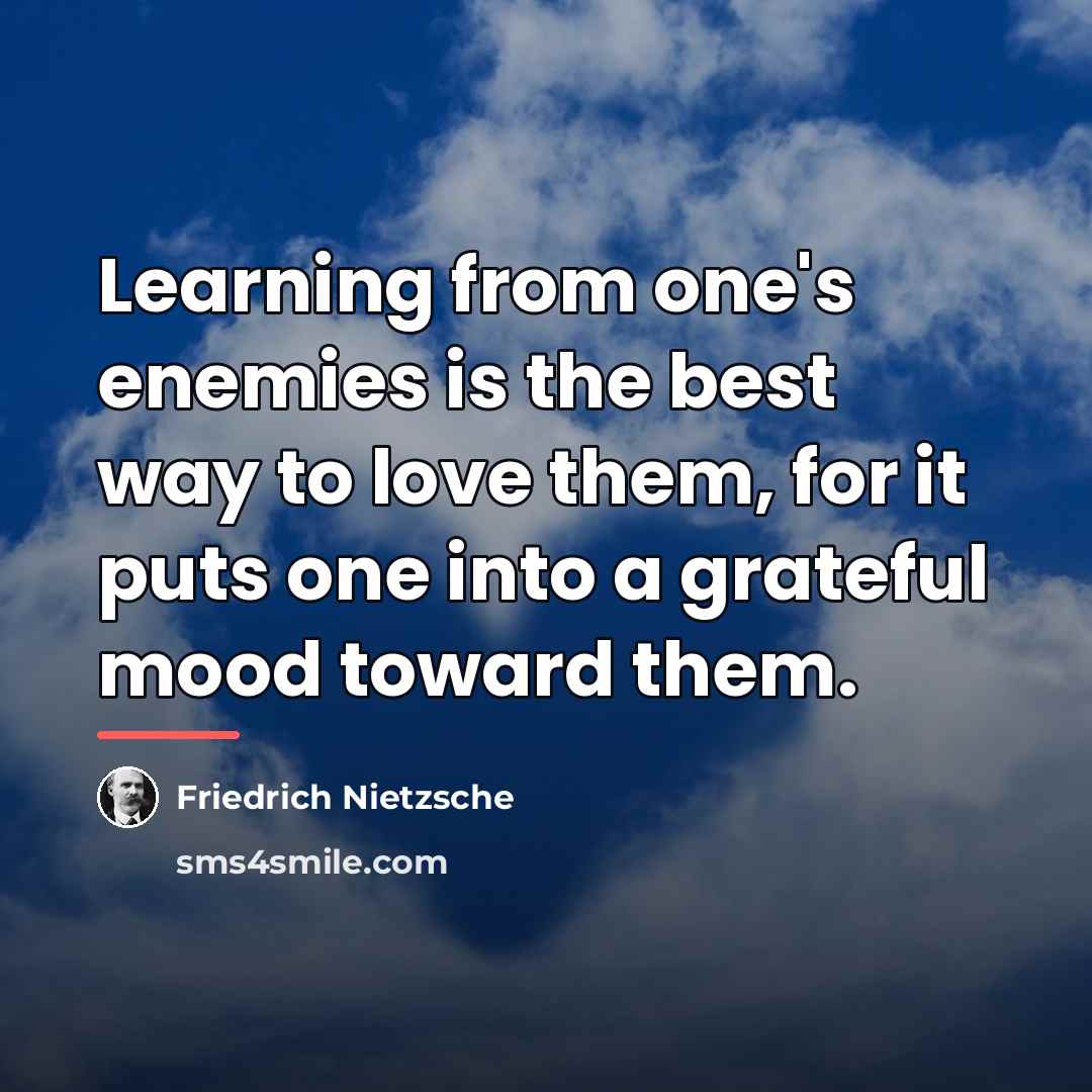 “Learning from one's enemies is the best way to love…” quote by Friedrich Nietzsche