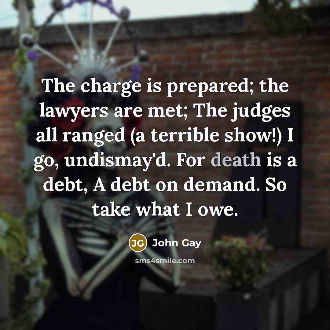 “The charge is prepared; the lawyers are met; The judges…” quote by John Gay