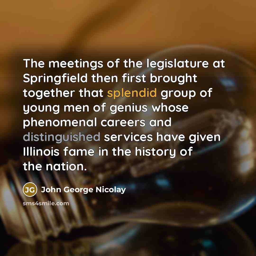 “The meetings of the legislature at Springfield then first brought…” quote by John George Nicolay