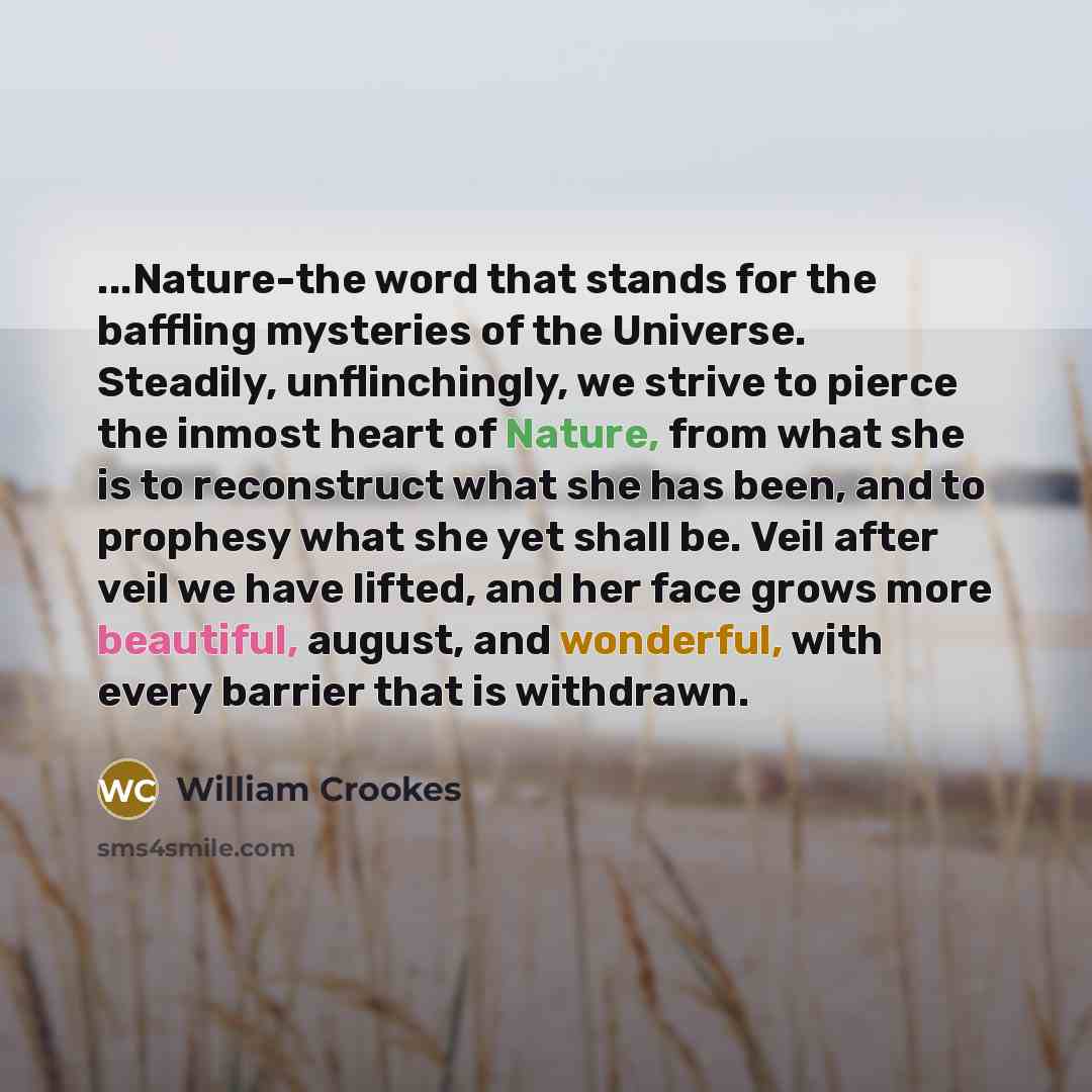 “...Nature-the word that stands for the baffling mysteries of the…” quote by William Crookes