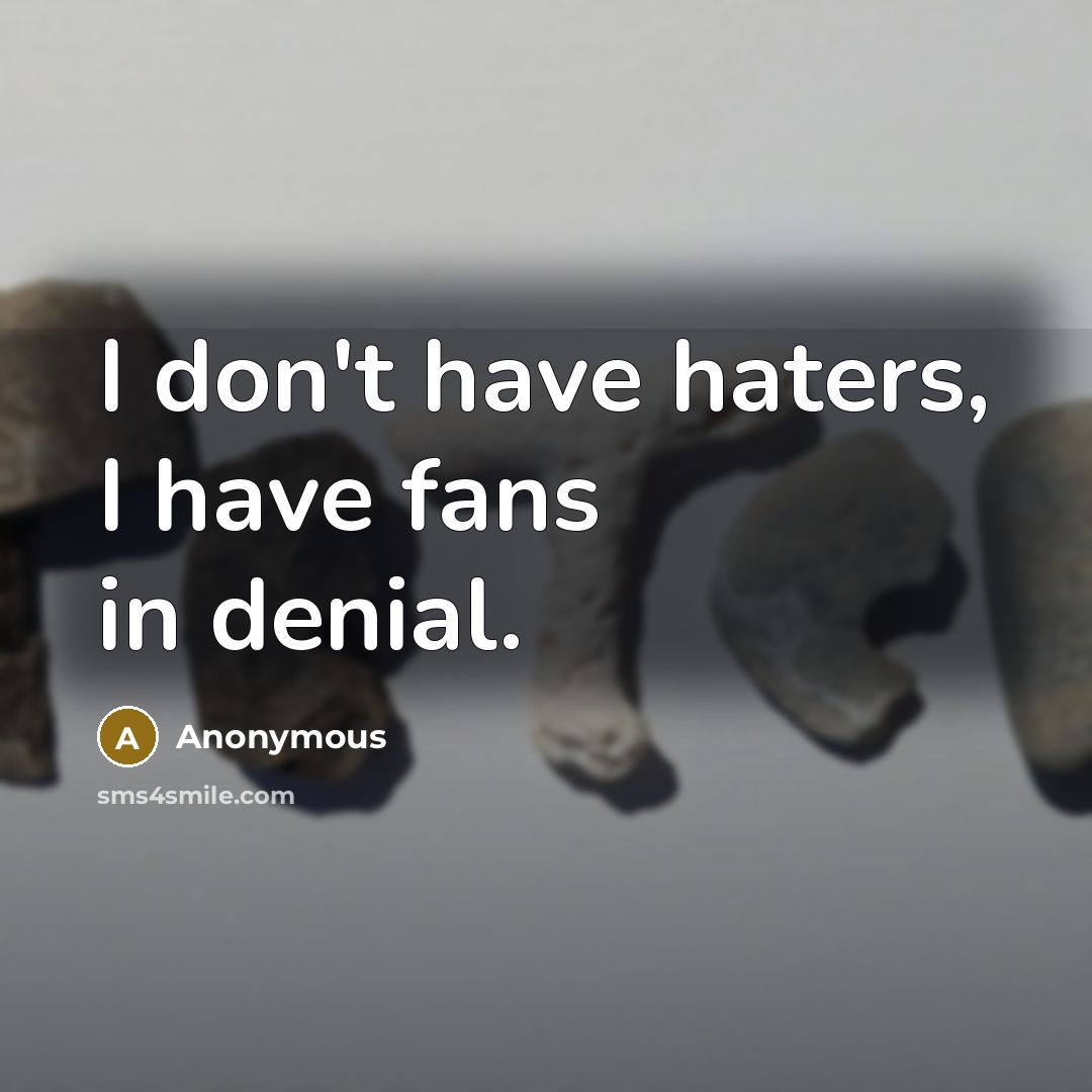 “I don't have haters, I have fans in denial.” quote by Anonymous