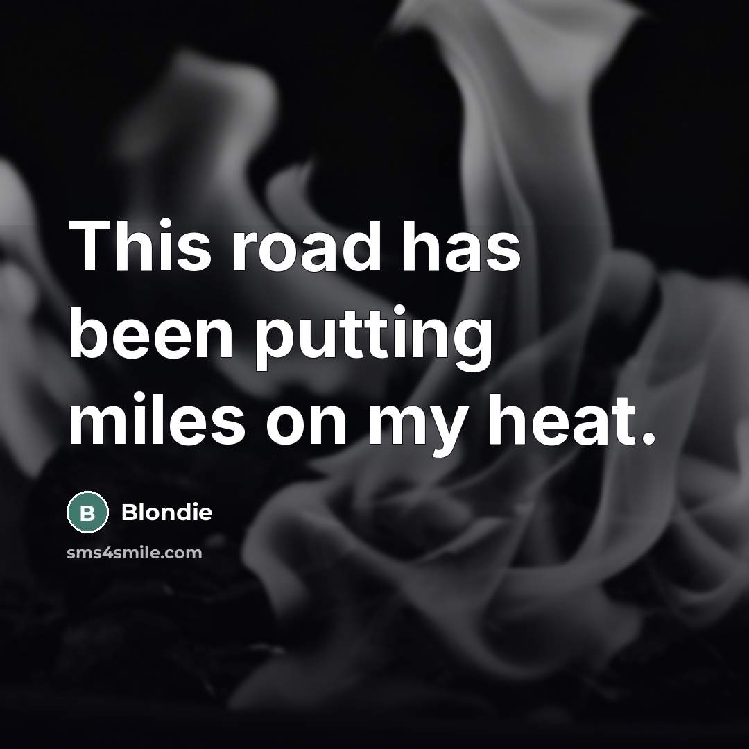 “This road has been putting miles on my heat.…” quote by Blondie