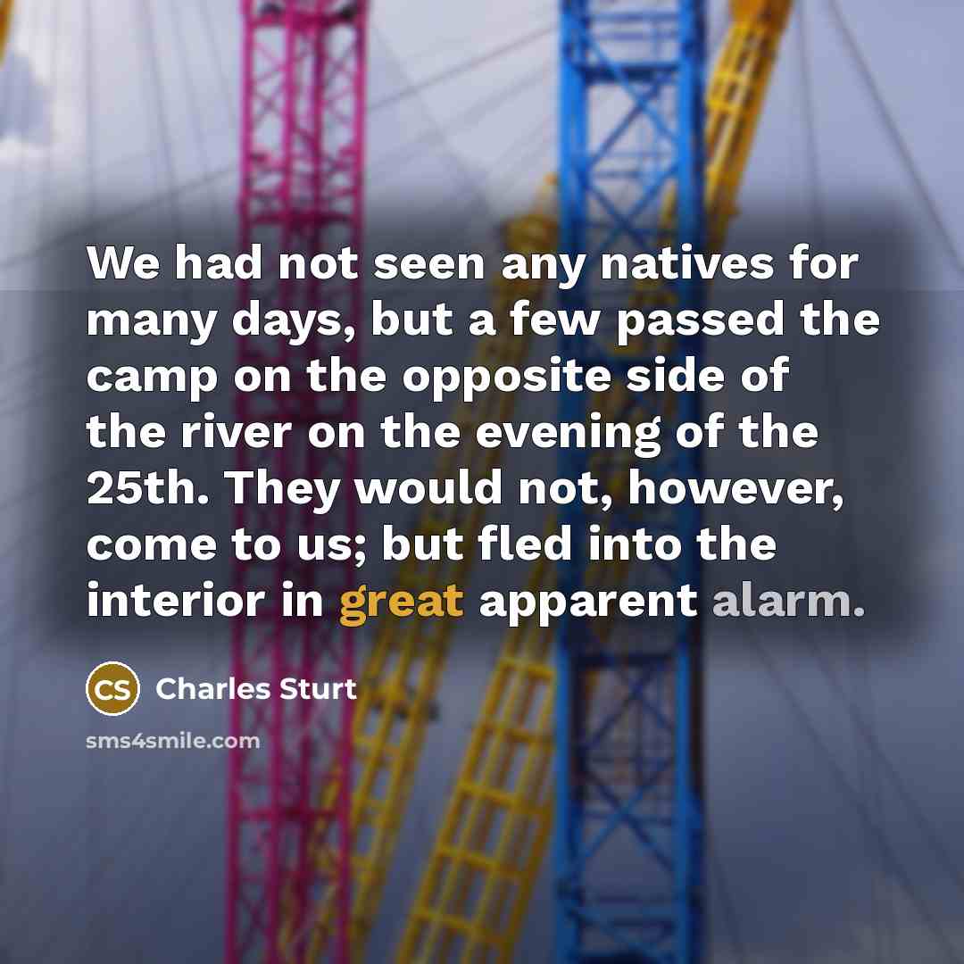 “We had not seen any natives for many days, but…” quote by Charles Sturt