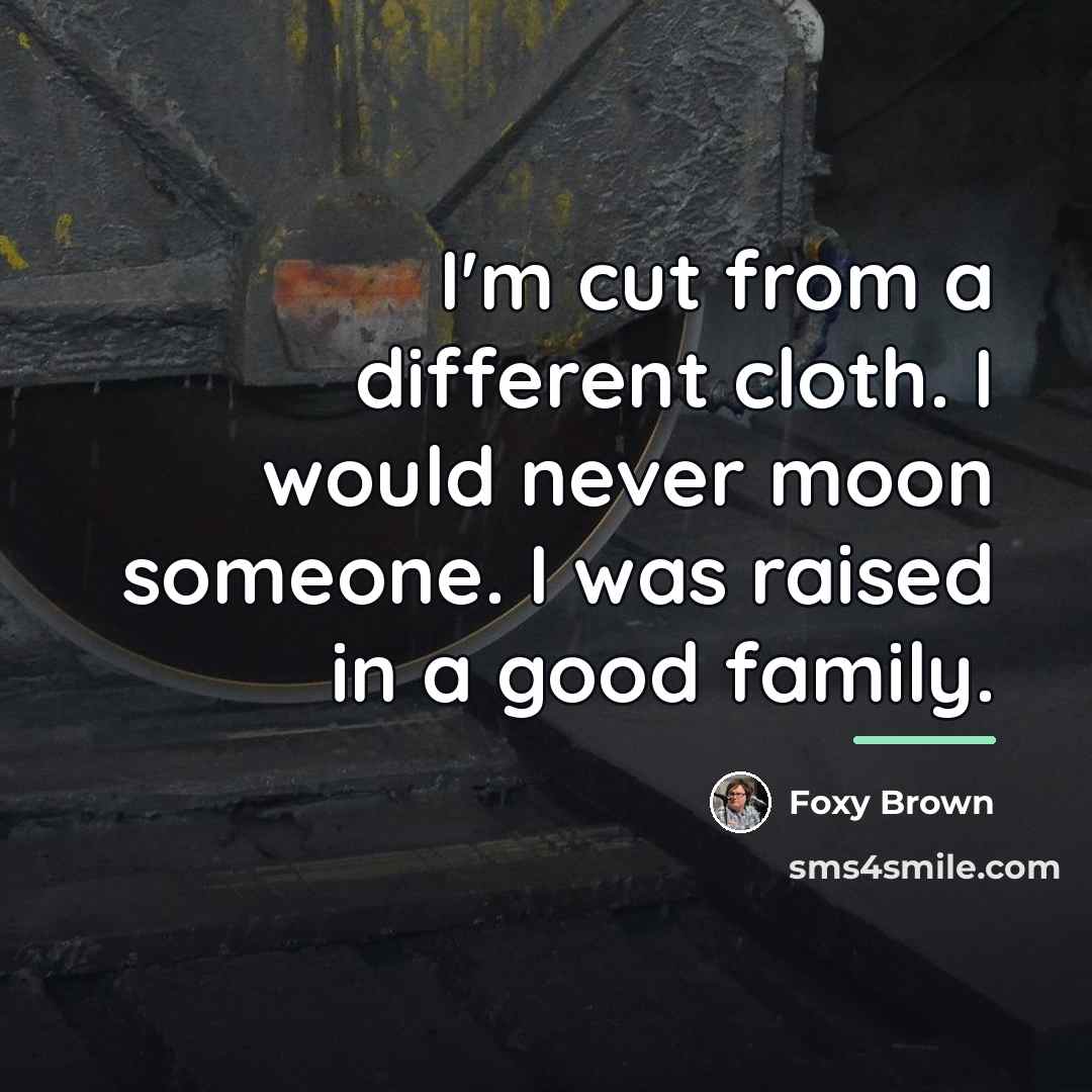 “I'm cut from a different cloth. I would never moon…” quote by Foxy Brown