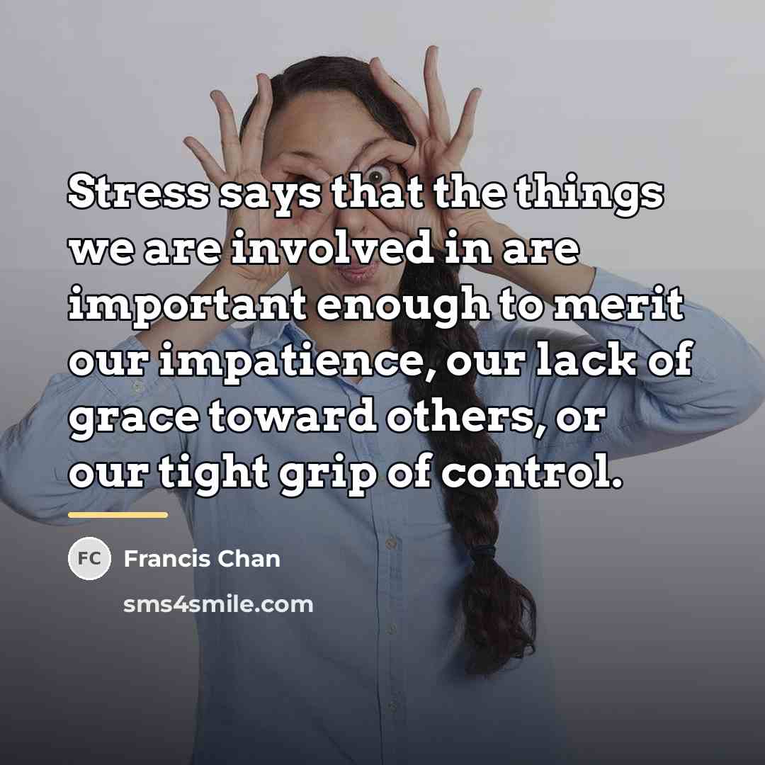 “Stress says that the things we are involved in are…” quote by Francis Chan
