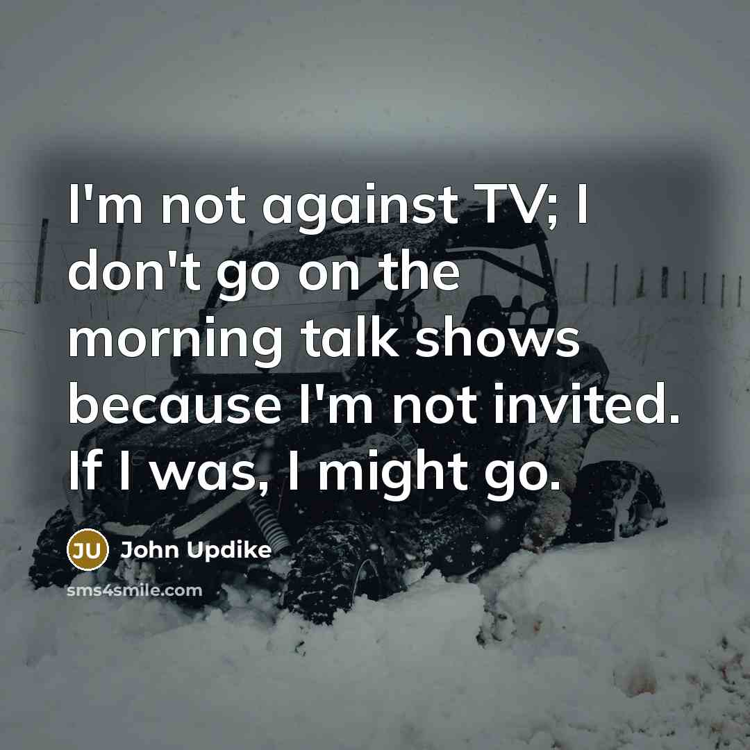 “I'm not against TV; I don't go on the morning…” quote by John Updike
