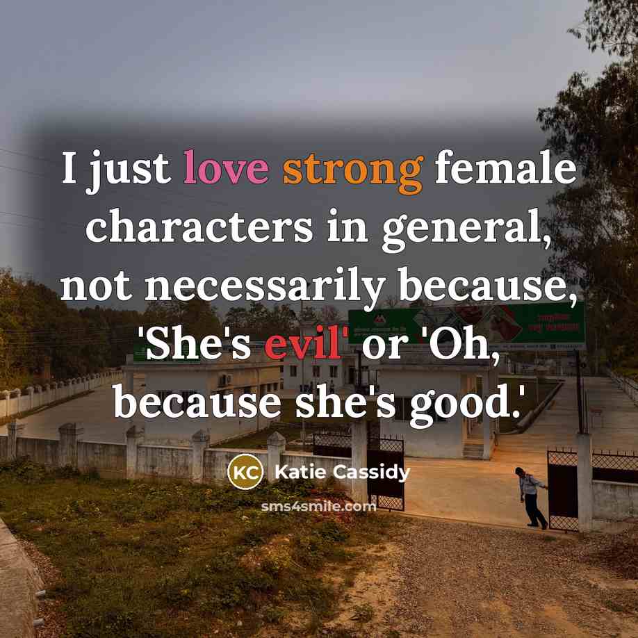 “I just love strong female characters in general, not necessarily…” quote by Katie Cassidy