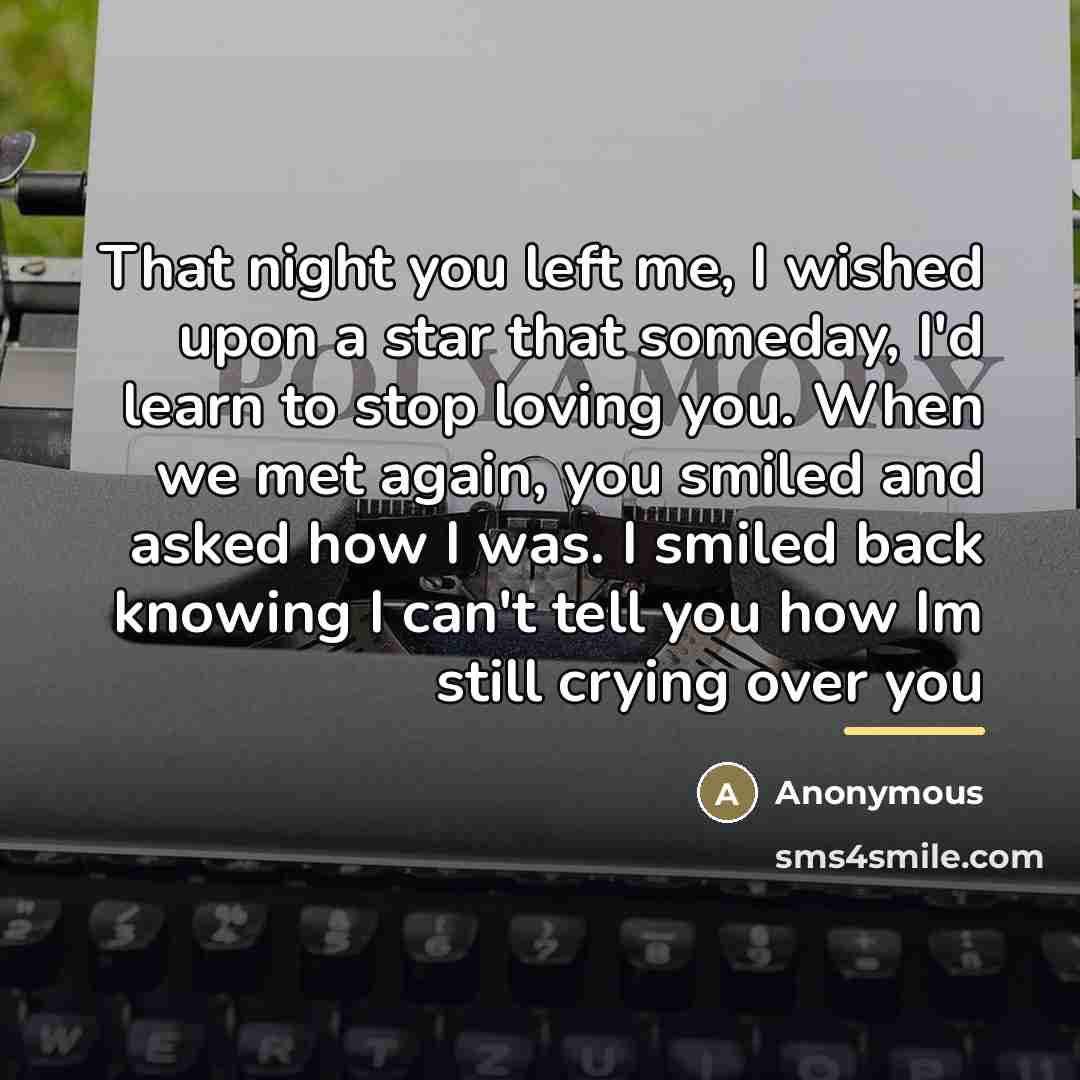 “That night you left me, I wished upon a star…” quote by Anonymous