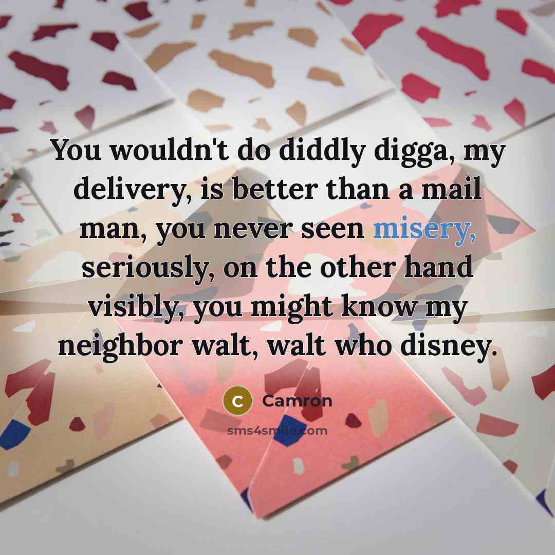 “You wouldn't do diddly digga, my delivery, is better than…” quote by Camron