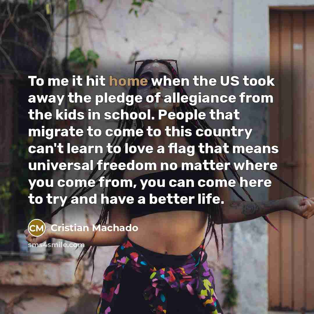 “To me it hit home when the US took away…” quote by Cristian Machado