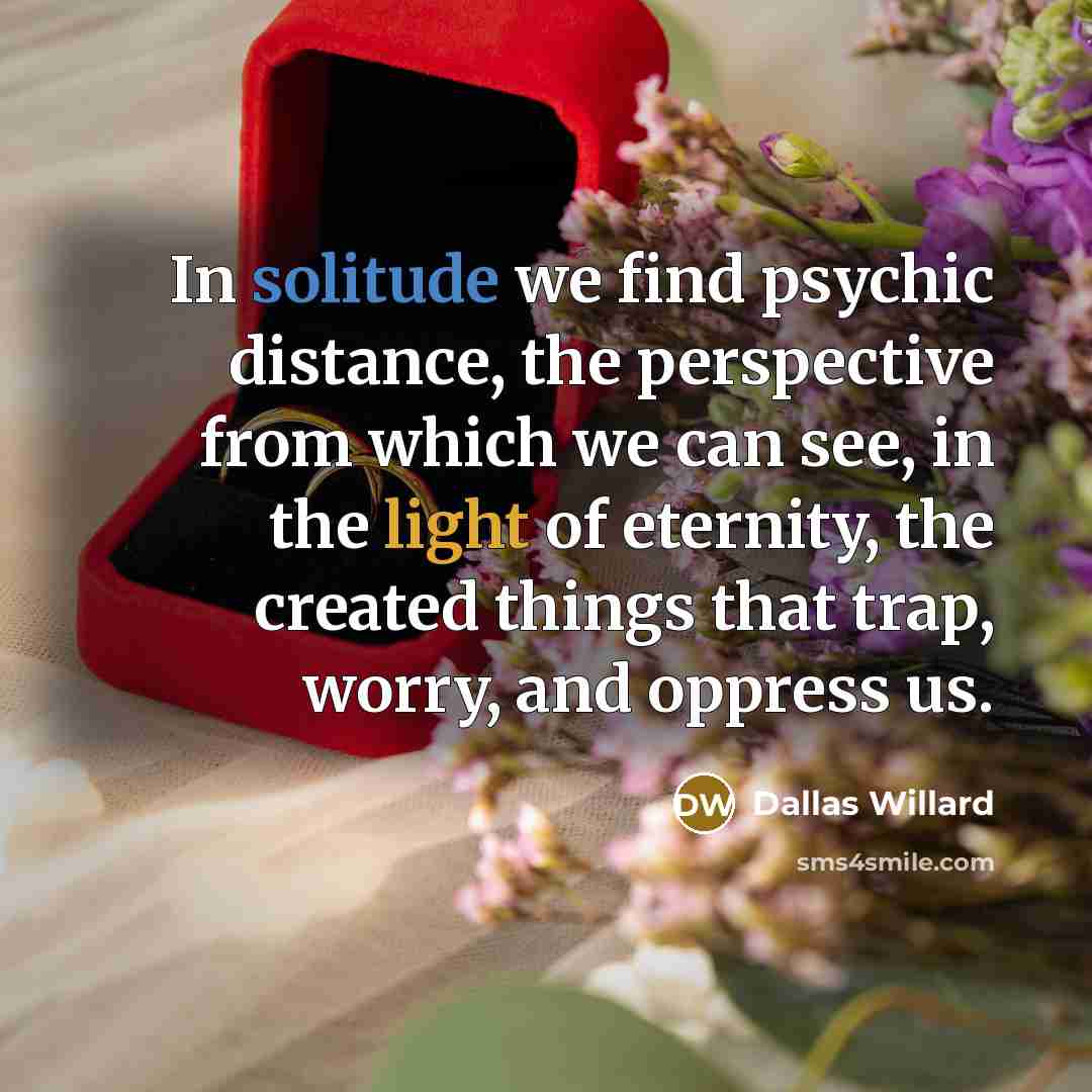 “In solitude we find psychic distance, the perspective from which…” quote by Dallas Willard