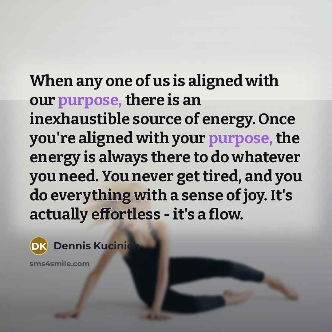 “When any one of us is aligned with our purpose,…” quote by Dennis Kucinich