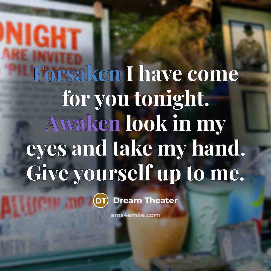 “Forsaken I have come for you tonight. Awaken look in my eyes and take my hand. Give yourself up to me.” quote by Dream Theater