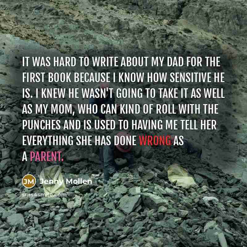 “It was hard to write about my dad for the…” quote by Jenny Mollen