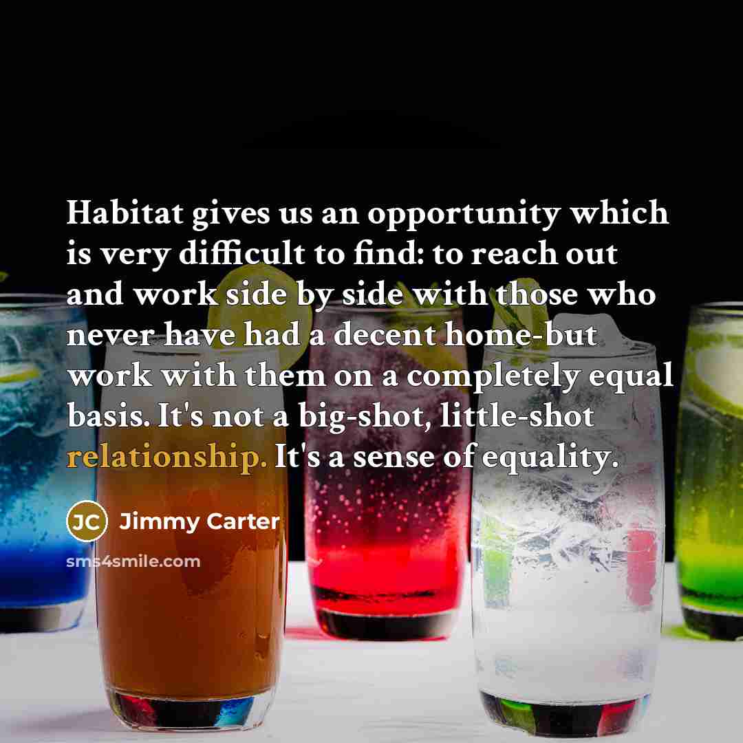 “Habitat gives us an opportunity which is very difficult to…” quote by Jimmy Carter