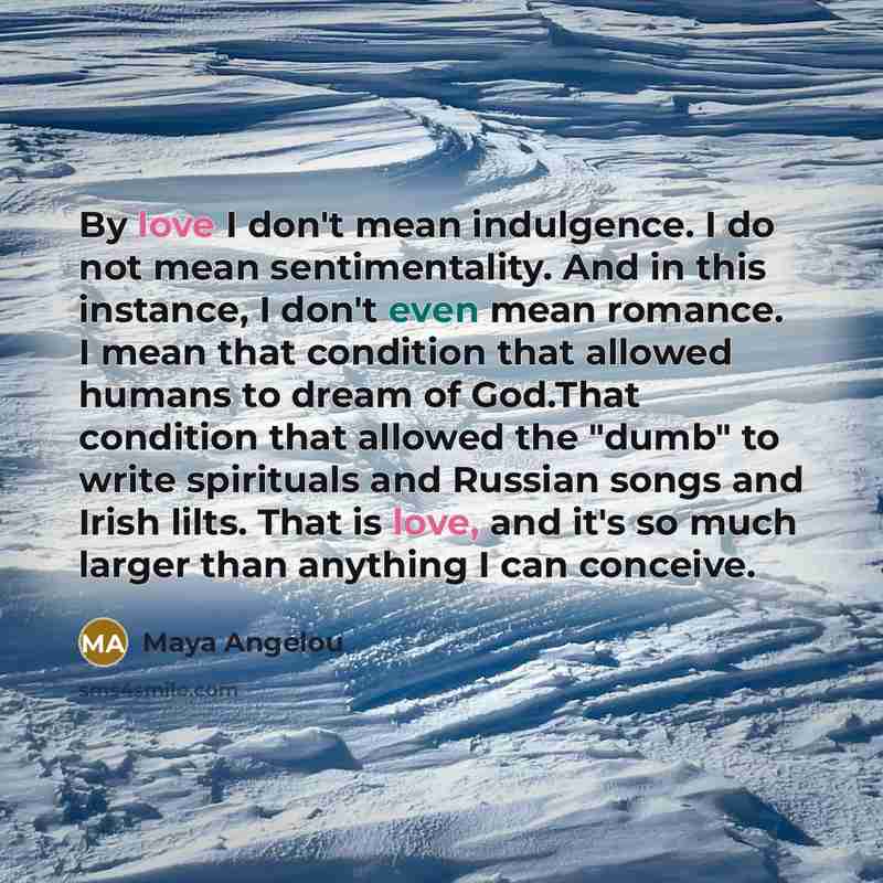 “By love I don't mean indulgence. I do not mean…” quote by Maya Angelou