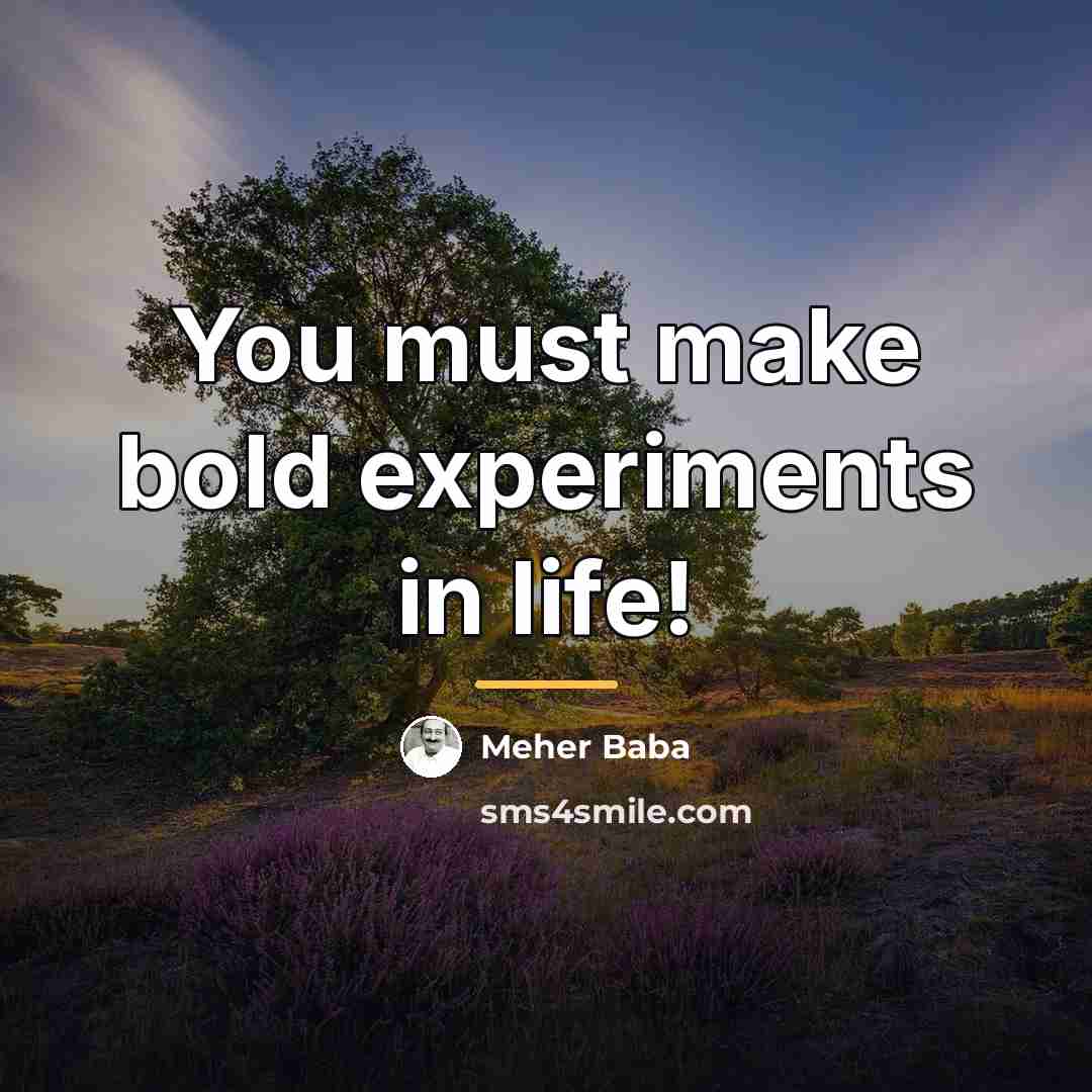 “You must make bold experiments in life!…” quote by Meher Baba