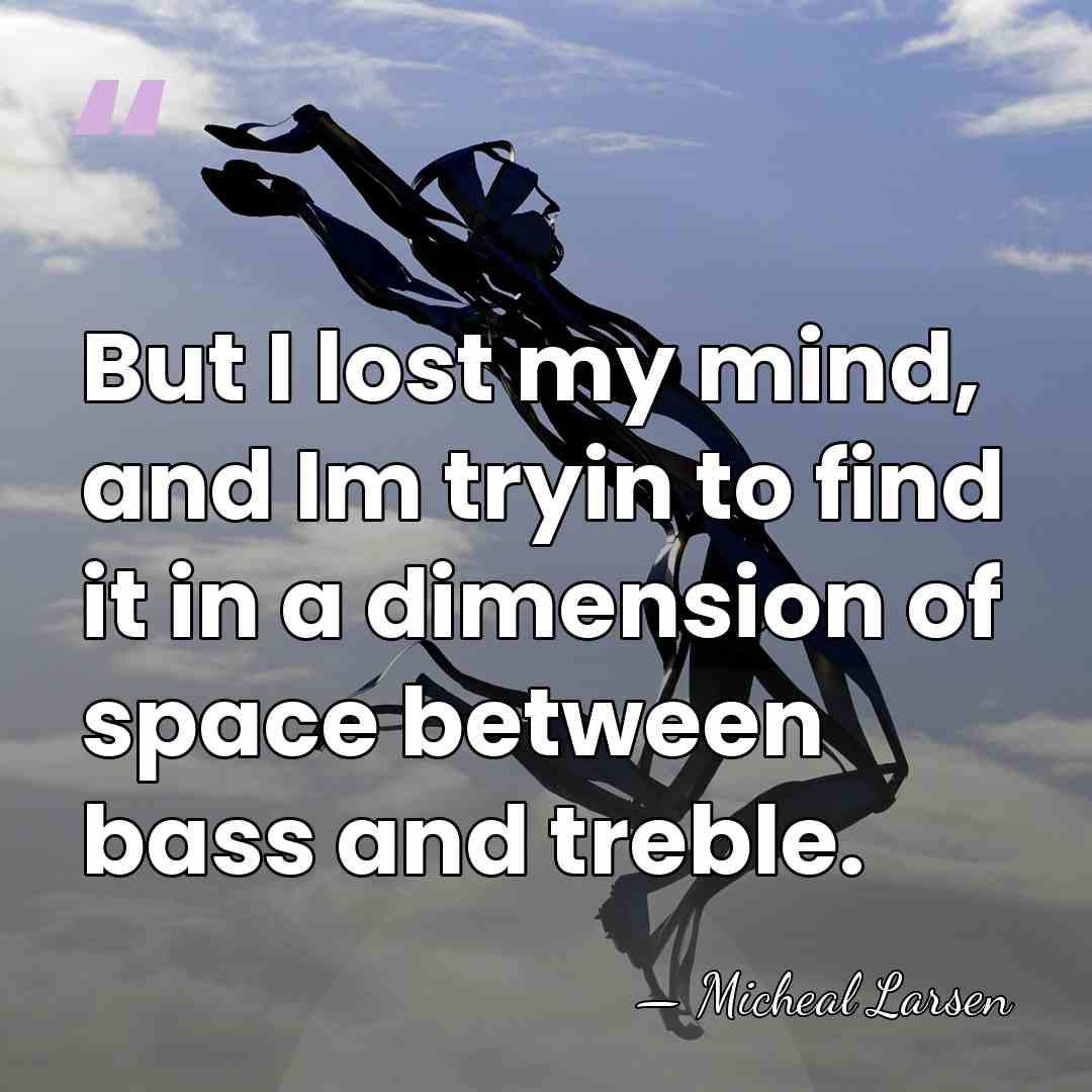 But I lost my mind, and Im tryin to find it in&hellip; - Micheal Larsen