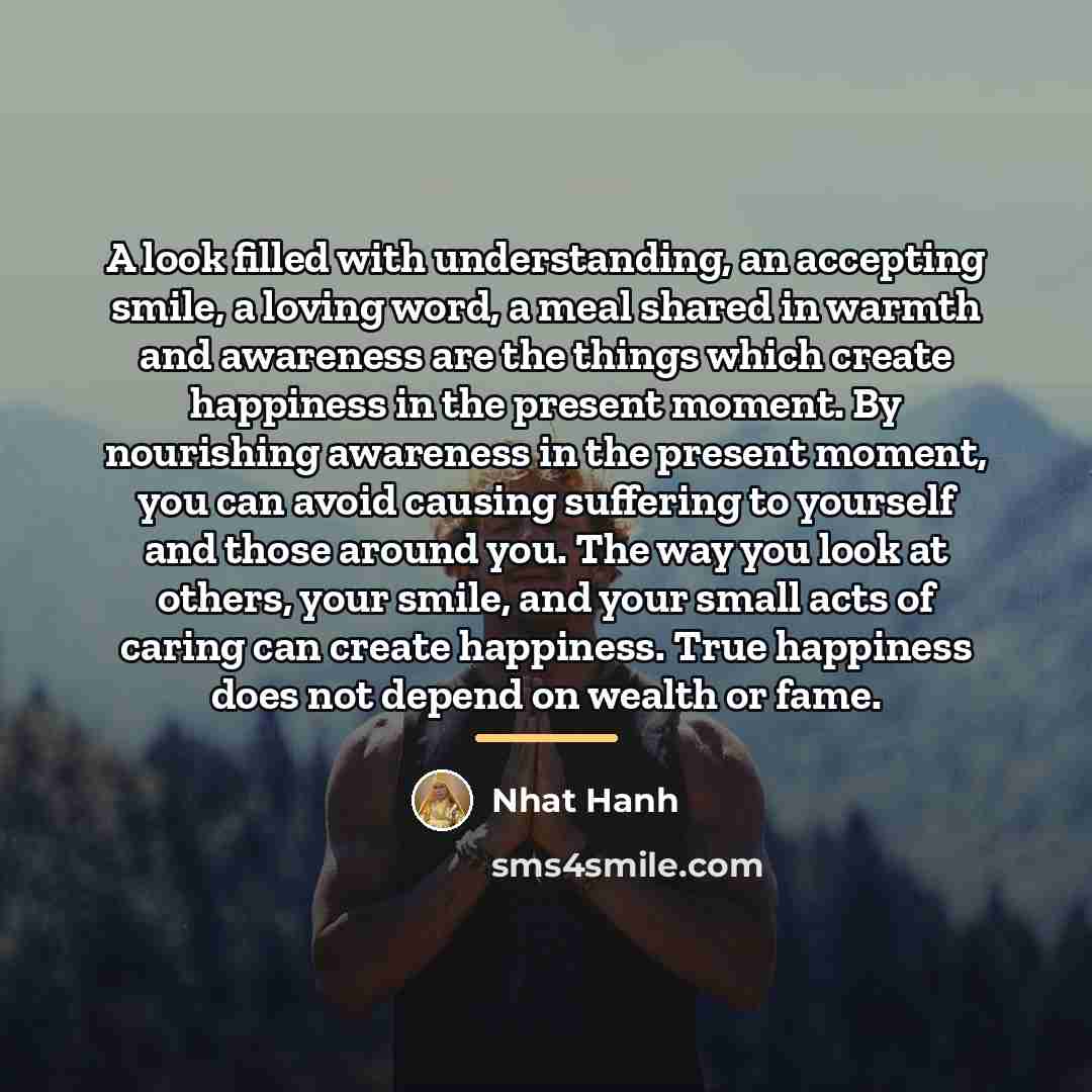 “A look filled with understanding, an accepting smile, a loving…” quote by Nhat Hanh