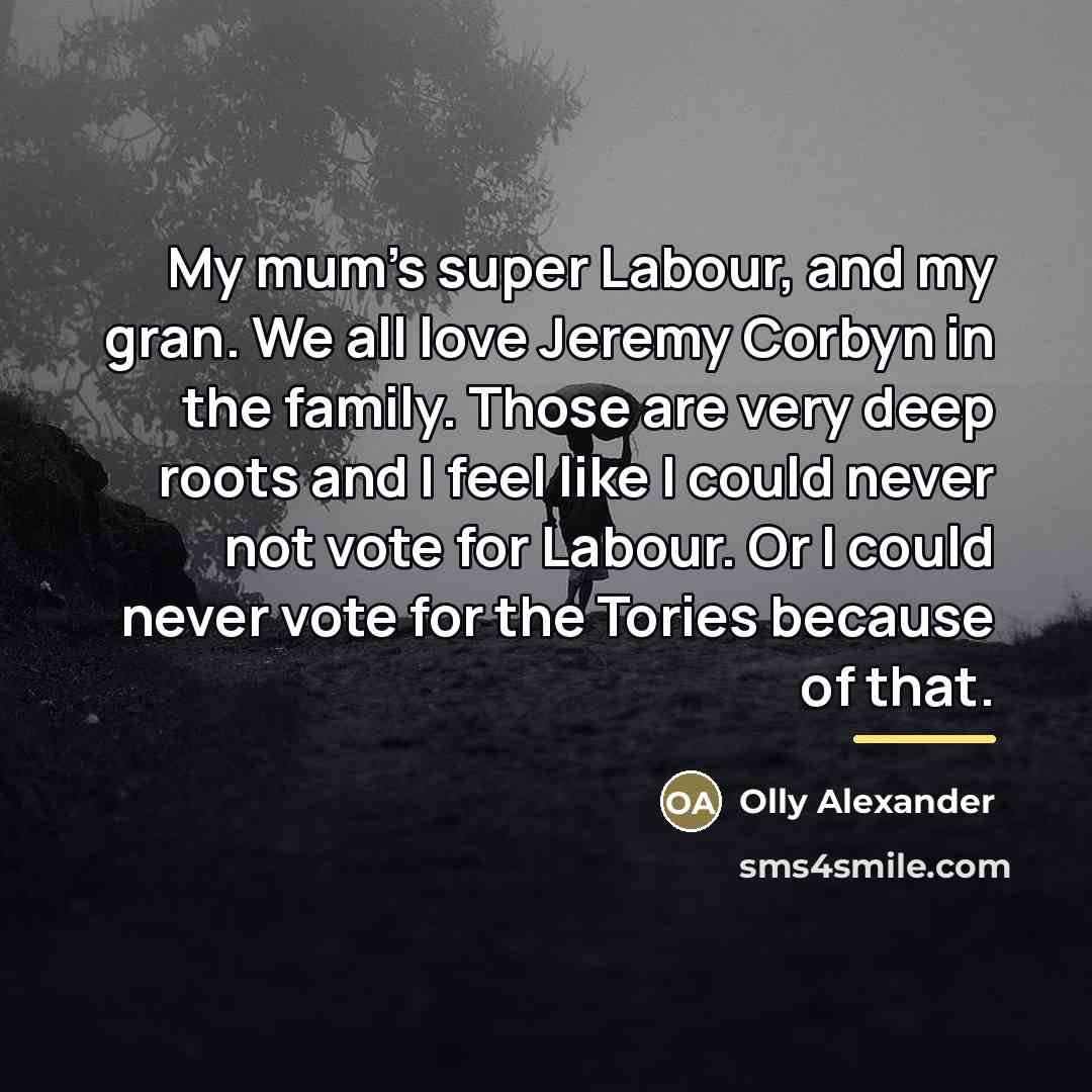 “My mum's super Labour, and my gran. We all love…” quote by Olly Alexander