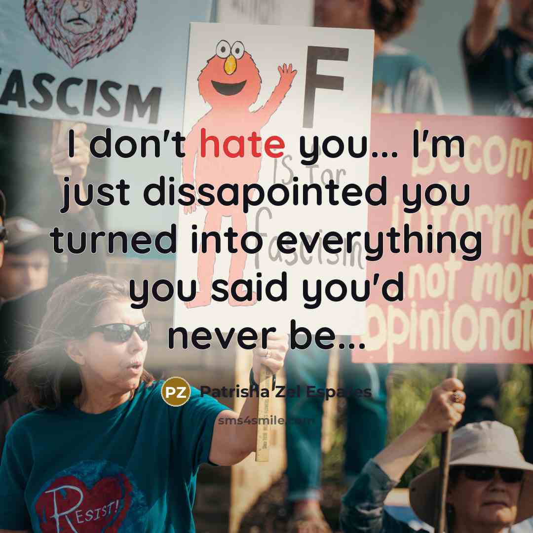 “I don't hate you... I'm just dissapointed you turned into…” quote by Patrisha Zel Espares