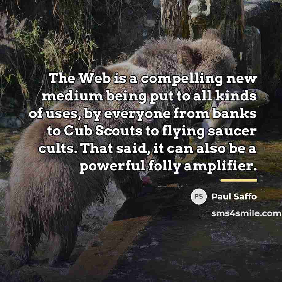 “The Web is a compelling new medium being put to…” quote by Paul Saffo
