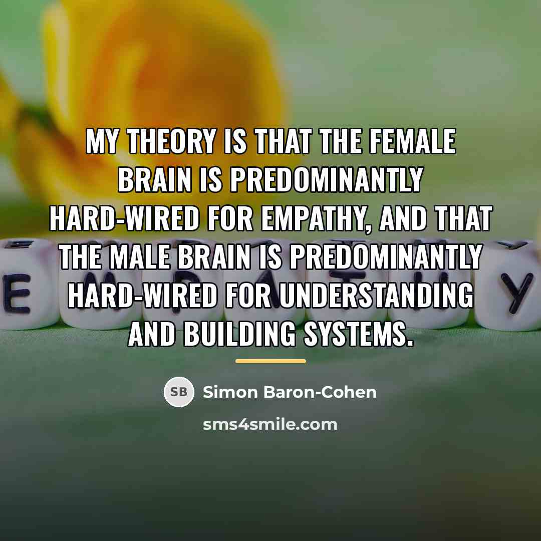 “My theory is that the female brain is predominantly hard-wired…” quote by Simon Baron-Cohen