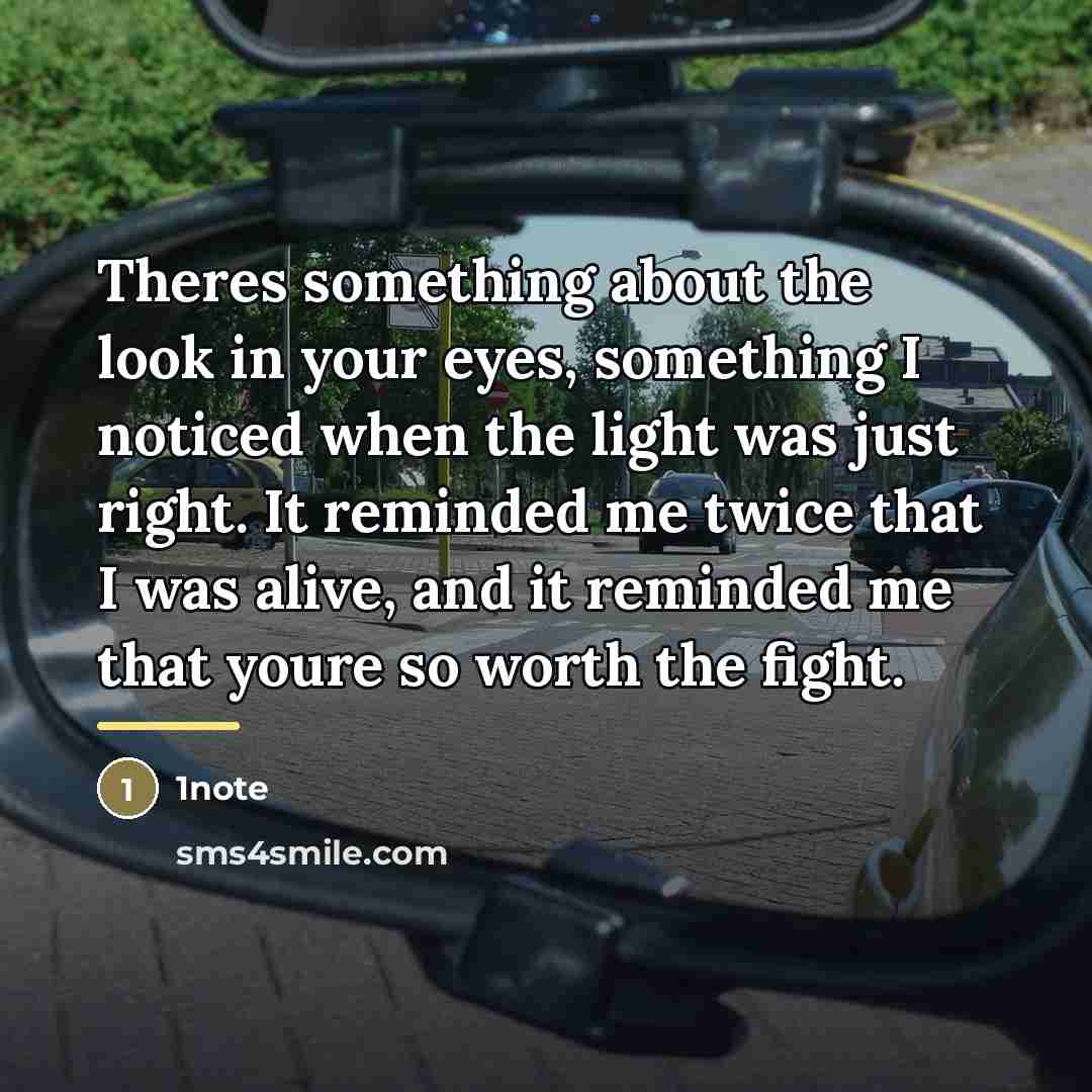 “Theres something about the look in your eyes, something I…” quote by 1note