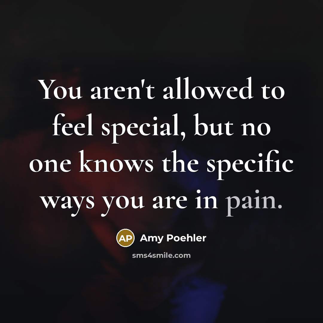 “You aren't allowed to feel special, but no one knows…” quote by Amy Poehler