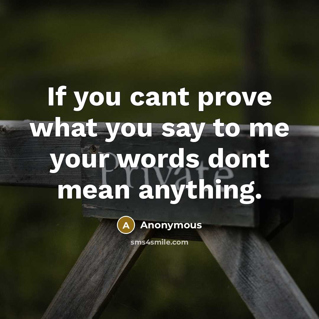 “If you cant prove what you say to me your words dont mean anything.” quote by Anonymous