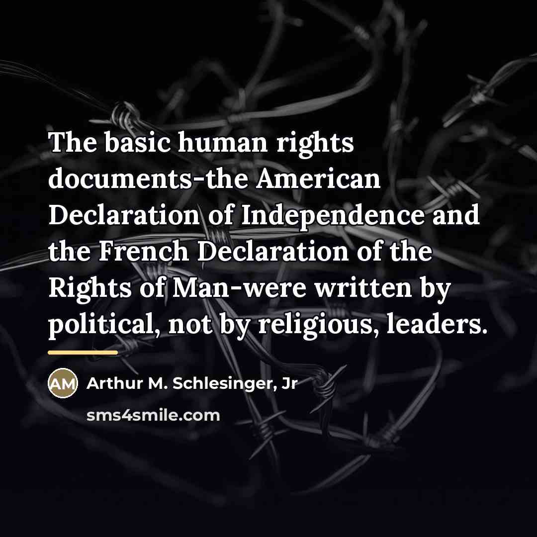 “The basic human rights documents-the American Declaration of Independence and…” quote by Arthur M. Schlesinger, Jr