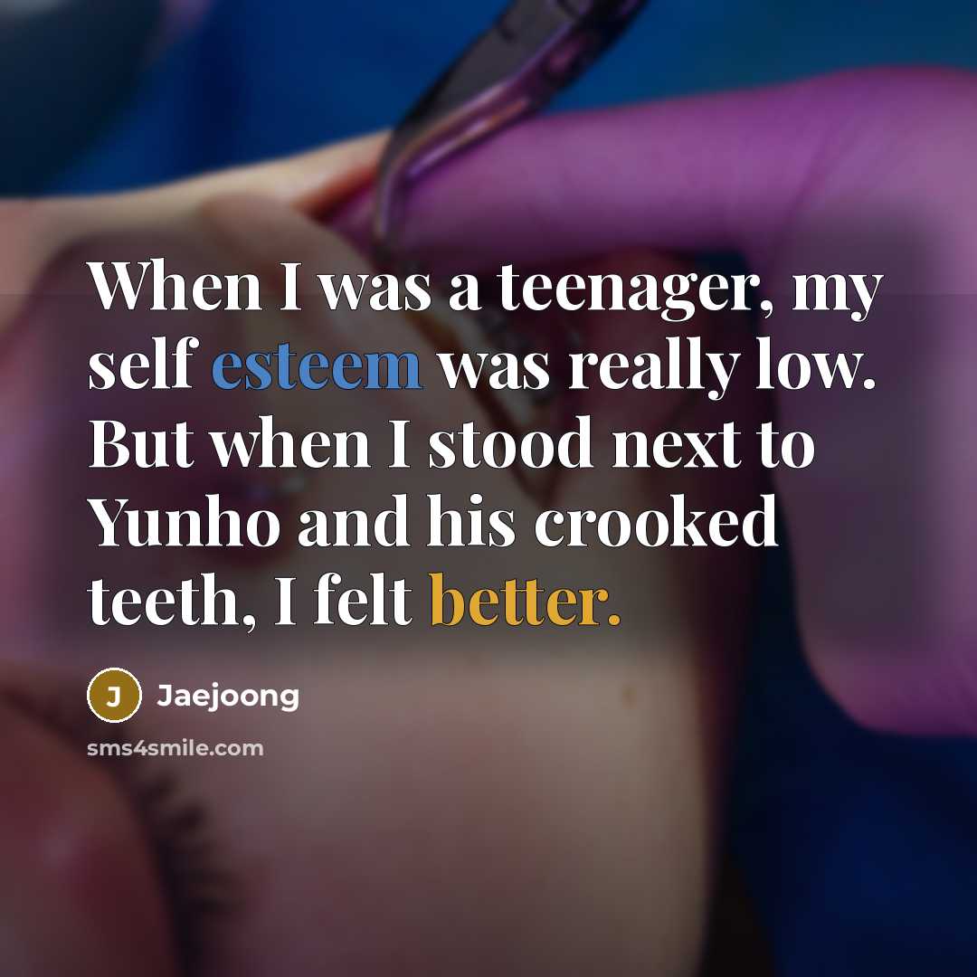 “When I was a teenager, my self esteem was really…” quote by Jaejoong