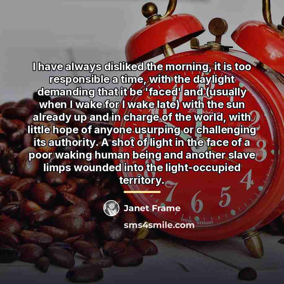 “I have always disliked the morning, it is too responsible…” quote by Janet Frame