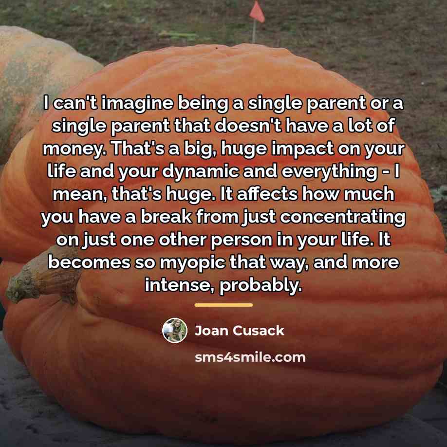“I can't imagine being a single parent or a single…” quote by Joan Cusack