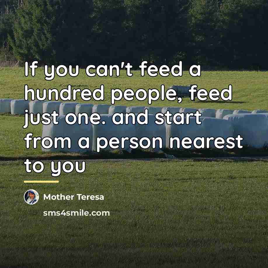 “If you can't feed a hundred people, feed just one.…” quote by Mother Teresa