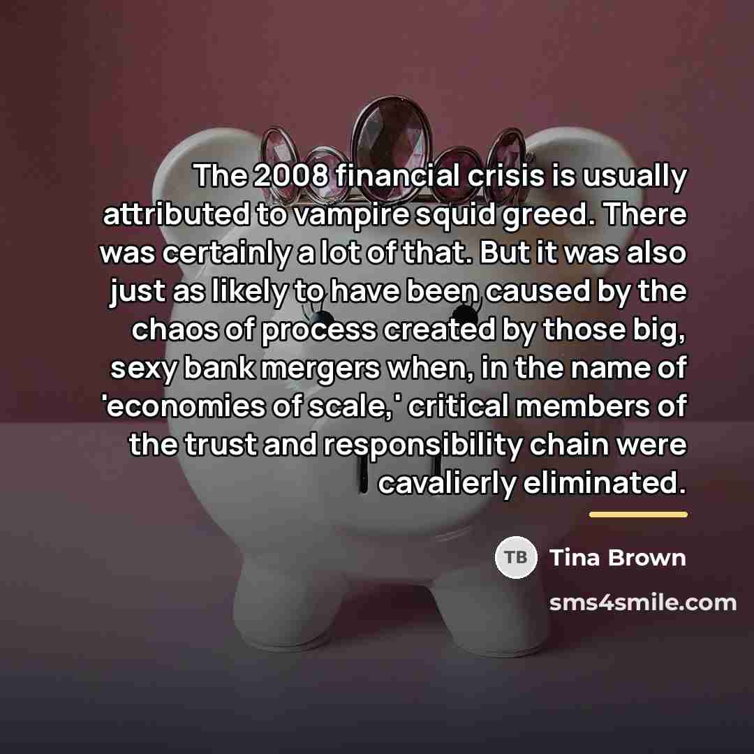 “The 2008 financial crisis is usually attributed to vampire squid…” quote by Tina Brown