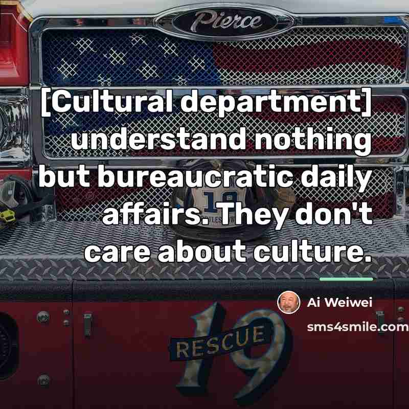 “[Cultural department] understand nothing but bureaucratic daily affairs. They don't…” quote by Ai Weiwei